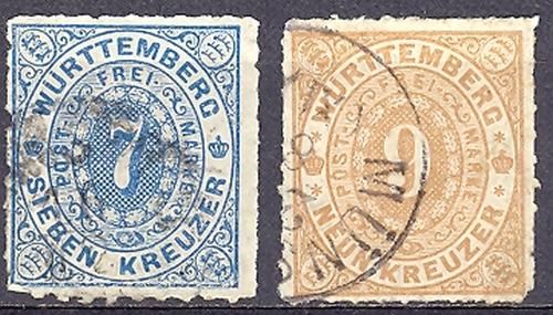 Wuerttemberg  #50, 51 Used VF  cat $140  Lakeshore Philat...