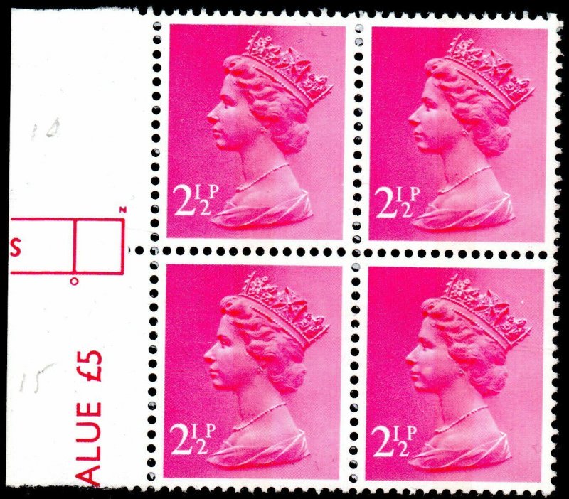 1971 Sg X851 2½p magenta with Perforation Guide Hole Unmounted Mint