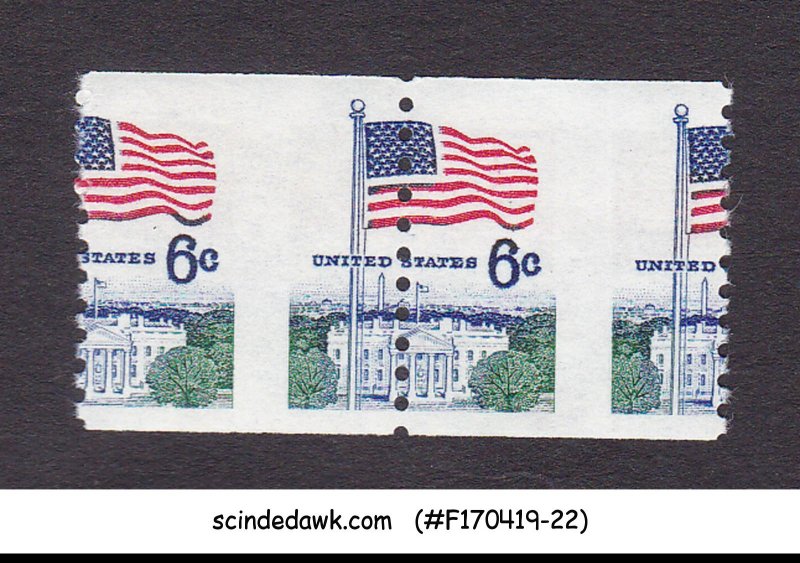 UNITED STATES - 1968-71 6c AMERICAN FLAG SCOTT#1338 2V MISPERF ERROR MNH
