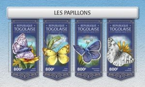 Togo - 2018 Butterflies on Stamps - 4 Stamp Sheet - TG18207a