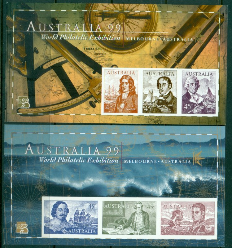 Australia 1999 Navigators, World Philatelic Exhibition Melbourne 2x MS IMPERF