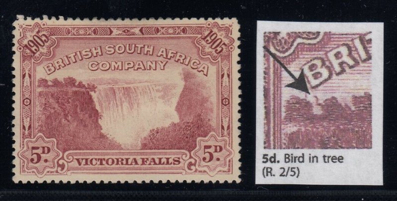 Rhodesia, SG 96a, MNG (no gum), Bird in Tree variety (from Row 3)