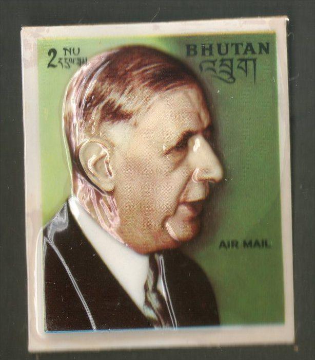 Bhutan 1972 De Gaulle President of the French Republic Plastic Moulded Sc 145...