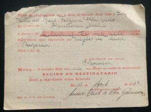 1929 Pedro Leopoldo Brazil Postal Receipt Cover