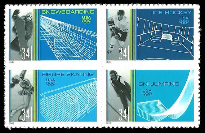 PCBstamps   US #3552/3555a Block $1.36(4x34c)Winter Olympics, MNH, (5)