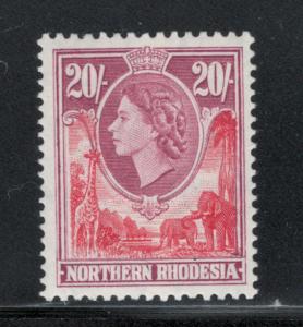 Northern Rhodesia 1953 Queen Elizabeth II 20sh Scott # 74 MH