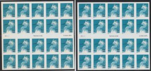 3830a & 3830De. Complete Set of 5 panes, Snowy Egret. MNH.
