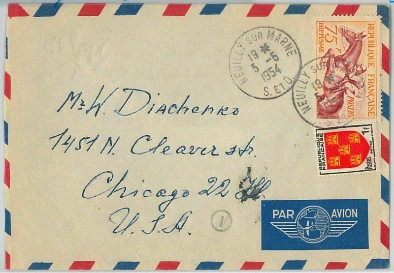 42019 - FRANCE - POSTAL HISTORY - LETTER to USA 1954 OLYMPIA / RIDING-