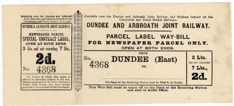 (I.B) Dundee & Arbroath Joint Railway : Newspaper Parcel 2d (Dundee East) 