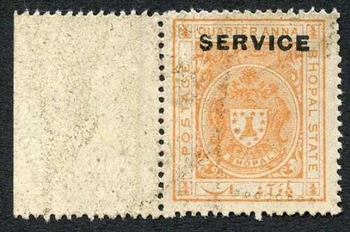 Bhopal SGO313c 1932 1/4a Orange Perf 13.5 Opt SERVICE at TOP (no gum) (4) 