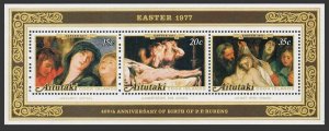 Aitutaki 147a sheet, MNH. Mi Bl.14. Easter 1977, Paintings by Peter Paul Rubens.