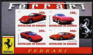 Burundi 2010 Ferrari Sports cars #1 imperf sheetlet conta...