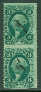 EDW1949SELL : USA 1862-71 Scott #R19b Part Perf pair. Very Fine, Used. Cat $82.