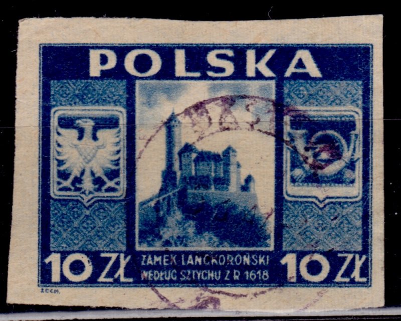 Poland, 1946, Historic Monument- Royal Castle, imperf,10z, used