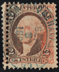 R15c 2¢ Revenue: Internal Revenue: Double Row of Perforations (1862) Used/CDS