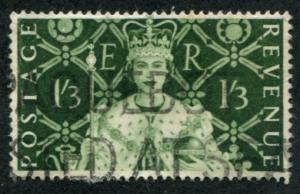 Great Britain SC# 332 Elizabeth 1/3sh Used