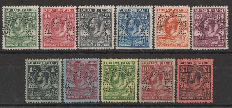 FALKLAND ISLANDS : 1929 KGV Whale & Penguin set ½d-£1, SPECIMEN. Rare.