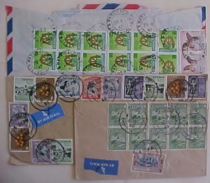 CEYLON 10 OR MORE STAMPS ON EACH OF 3 COVERS 1960 / 1965/ 1987