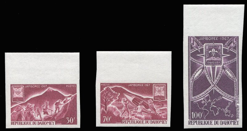 French Colonies, Dahomey #239-240, C59, 1967 Boy Scouts, set of three imperf....