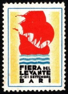 1938 Italy Poster Stamp Bari Fair of the East September 6-21