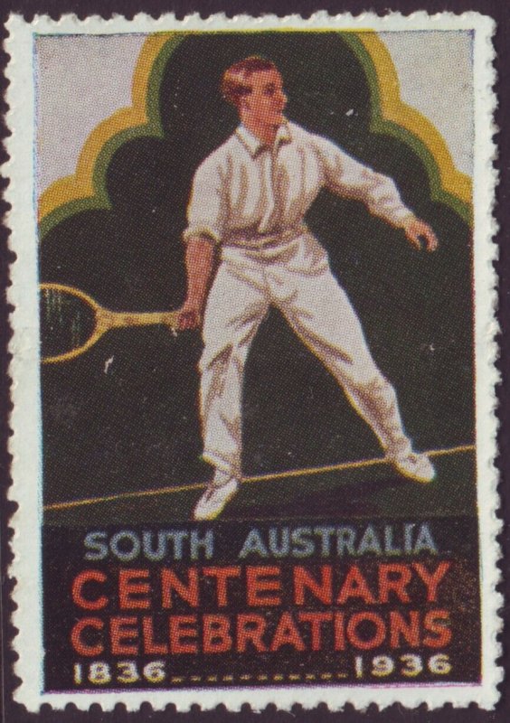 1936 SOUTH AUSTRALIA CENTENARY LABEL TENNIS UNUSED - NO GUM (A11902)