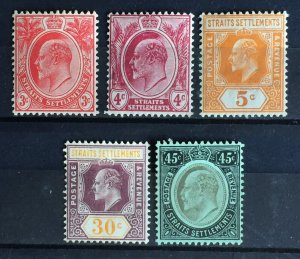 Malaya Straits Settlements 1906-12 KEVII 5V Mint MCCA M4315