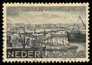 NETHERLANDS Sc 202 USED - 1934 6c - Willemstad Harbor, Curacao