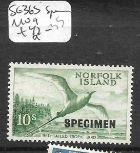 NORFOLK ISLAND   (PP1905B)  10/-  BIRD  SG  36 S   SPECIMEN    MNH