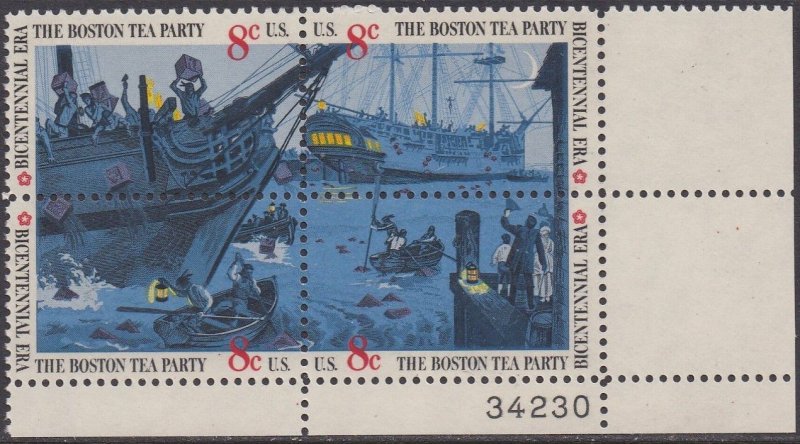 1483a Boston Tea Party Plate Block MNH