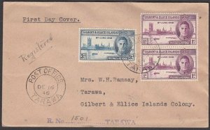 GILBERT & ELLICE IS 1946 Victory FDC registered ex Tarawa...................Q247