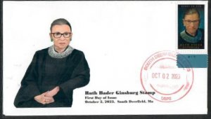 5821 -FDC -Ruth Bader Ginsburg White -Wally Jr Cachet -Bullseye -South Deerfield