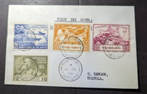 1949 British Virgin Islands First Day Cover FDC Road Town to Tortola