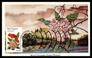 US 2000 West Virginia Bird and Flower U/A Maxi Card FDC