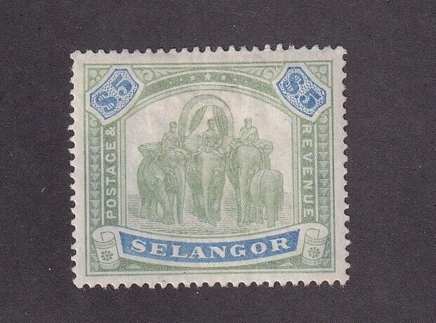 Selangor Scott # 39 VF OG previously hinged , tiny thin cv $ 300 ! see pic !