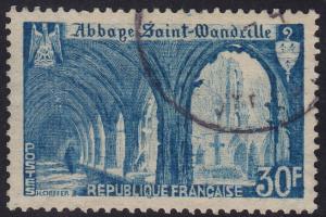 France - 1951 - Scott #649 - used - St. Wandrille Abbey