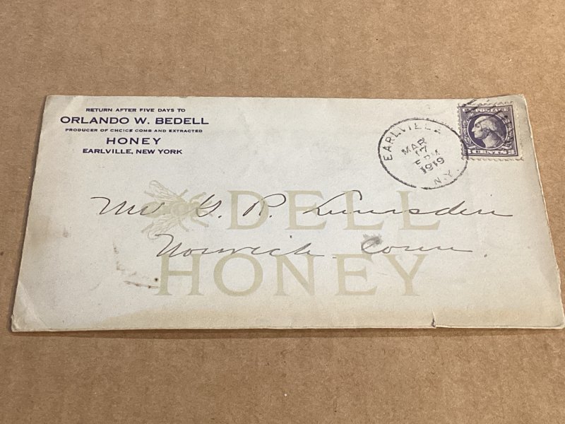 3/17/1919 Earlville NY Orlando Bedell HONEY Ad cover war rate