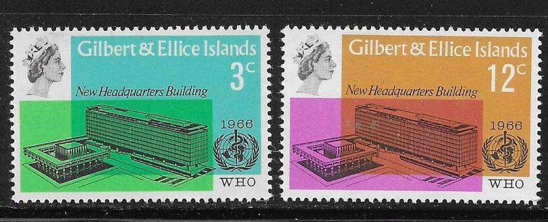 Gilbert & Ellice islands 1966 WHO Headquarters issue Sc 127-128 MNH A2511
