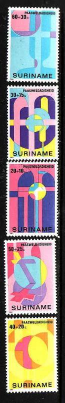 Suriname-Sc#B266-70-unused NH semi-postal set-Easter-1980-