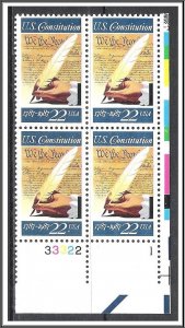 US Plate Block #2360 Constitution MNH