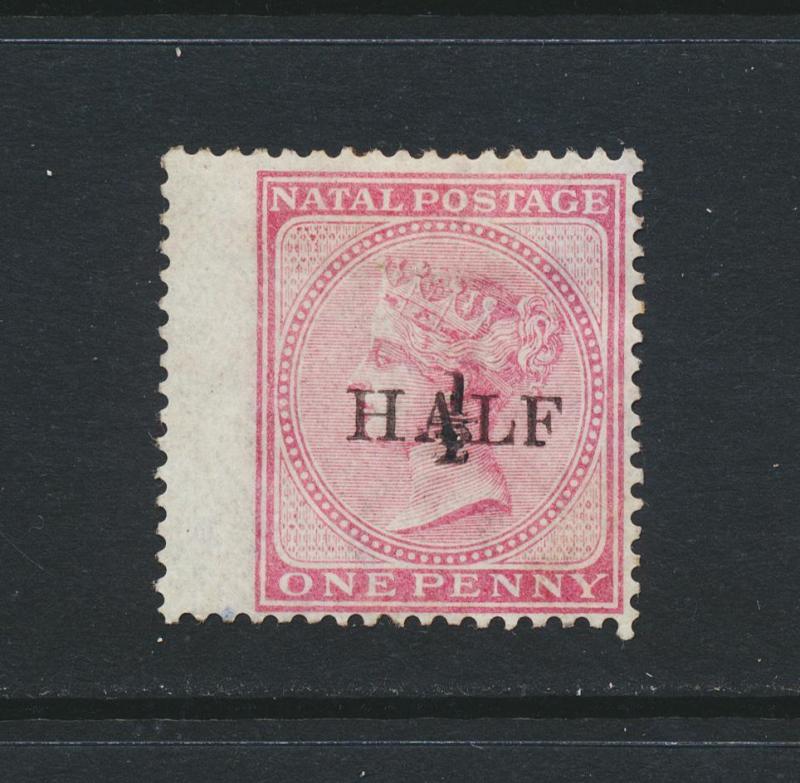 NATAL SOUTH AFRICA 1877, ½d on 1d, VF MINT SG#87 CAT£150 $192 (SEE BELOW