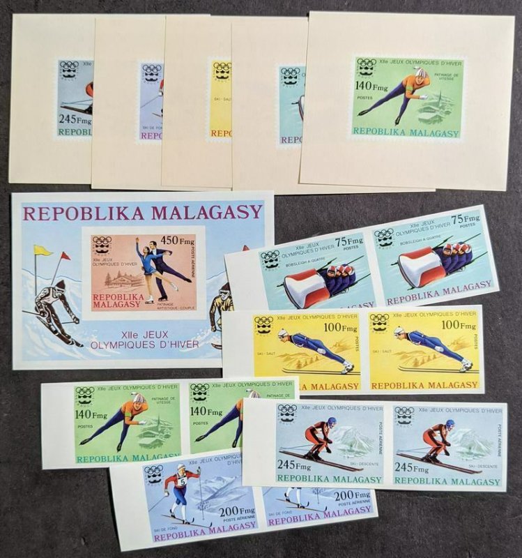 EDW1949SELL : MALAGASY 1976 Sc #538-40, C149-51 Olympics Scarce set Imperf pairs