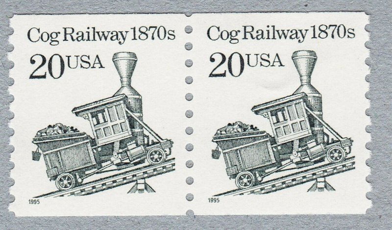 2463  20c Cog Railway  Coil Pair Mint Never Hinged