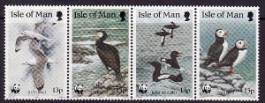 Isle of Man-Sc#402a-unused NH WWF set-Birds-Puffins-1989-