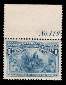 MOMEN: US STAMPS #230 PLATE SINGLE MINT OG NH XF JUMBO LOT #87060**