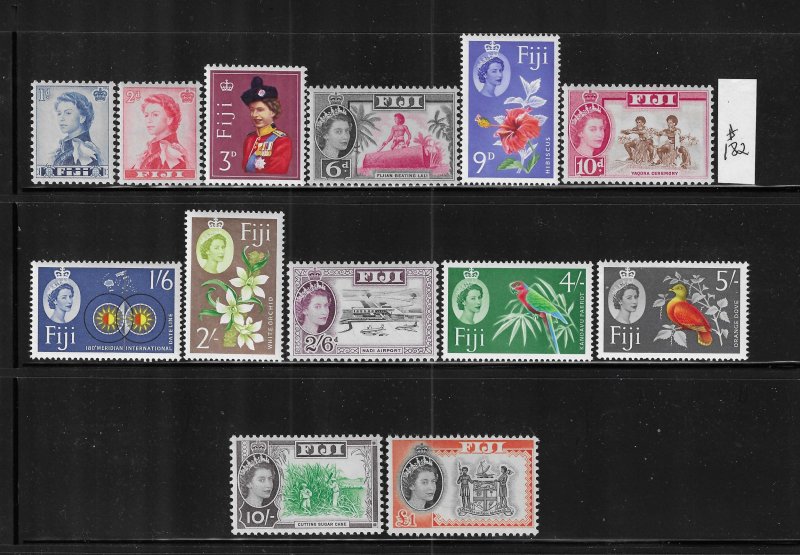 FIJI SCOTT #176-181/183-189 1962-67 QEII PICTORIALS (MISSING 1 SHILLING)-MINT NH