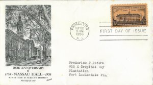 1956 FDC, #1083, 3c Nassau Hall, Fleetwood