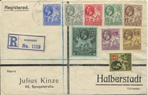 1914 Barbados registered cover to Germany