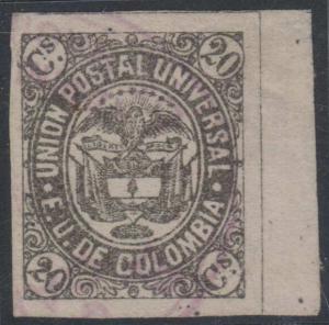 COLOMBIA 1881 Sc 108 TOP VALUE MARGINAL SINGLE USED XFINE