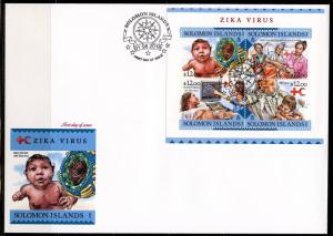 SOLOMON ISLANDS  2016 ZIKA VIRUS RED CROSS RED CRESCENT SHEET FDC