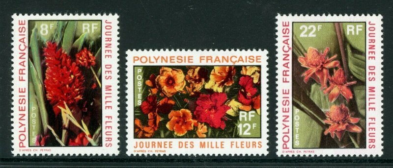 French Polynesia 1971 Beautiful Flowers (3v Cpt) MNH CV$12+